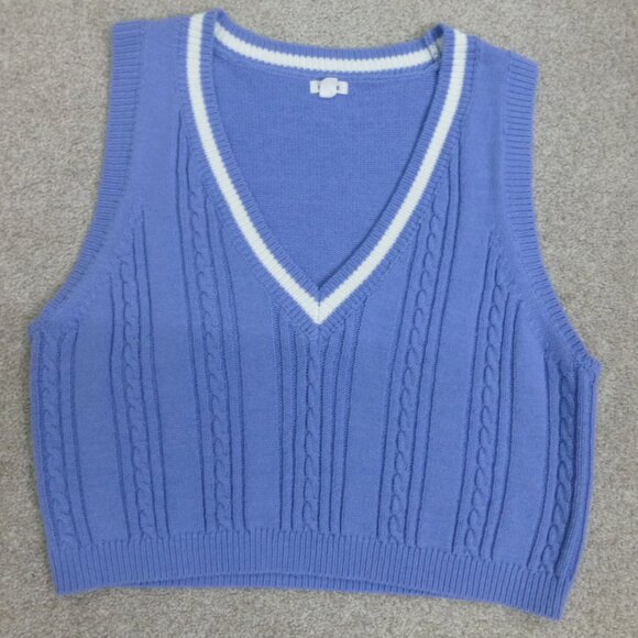 Garage Cropped Light Blue Sleeveless Sweater Vest - Picture 11 of 11